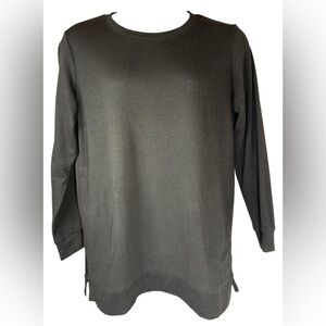 Women's Basic Black Long Sleeve Tunic With Pockets